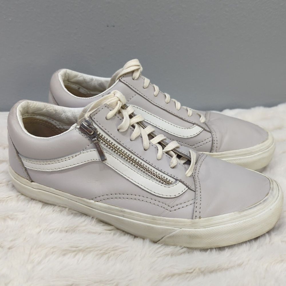 Vans Old‎ Skool Zip Gray Leather Skater Shoes Men's 6 Women's 7.5